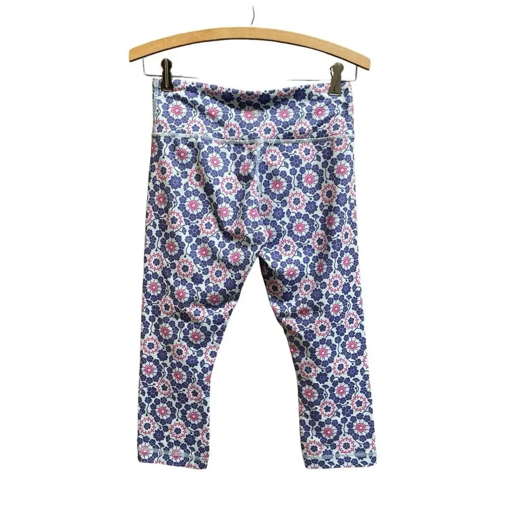 Lululemon Wunder Under Twiggy Crop 6 Pants Purple‎ Pink Aquamarine Floral